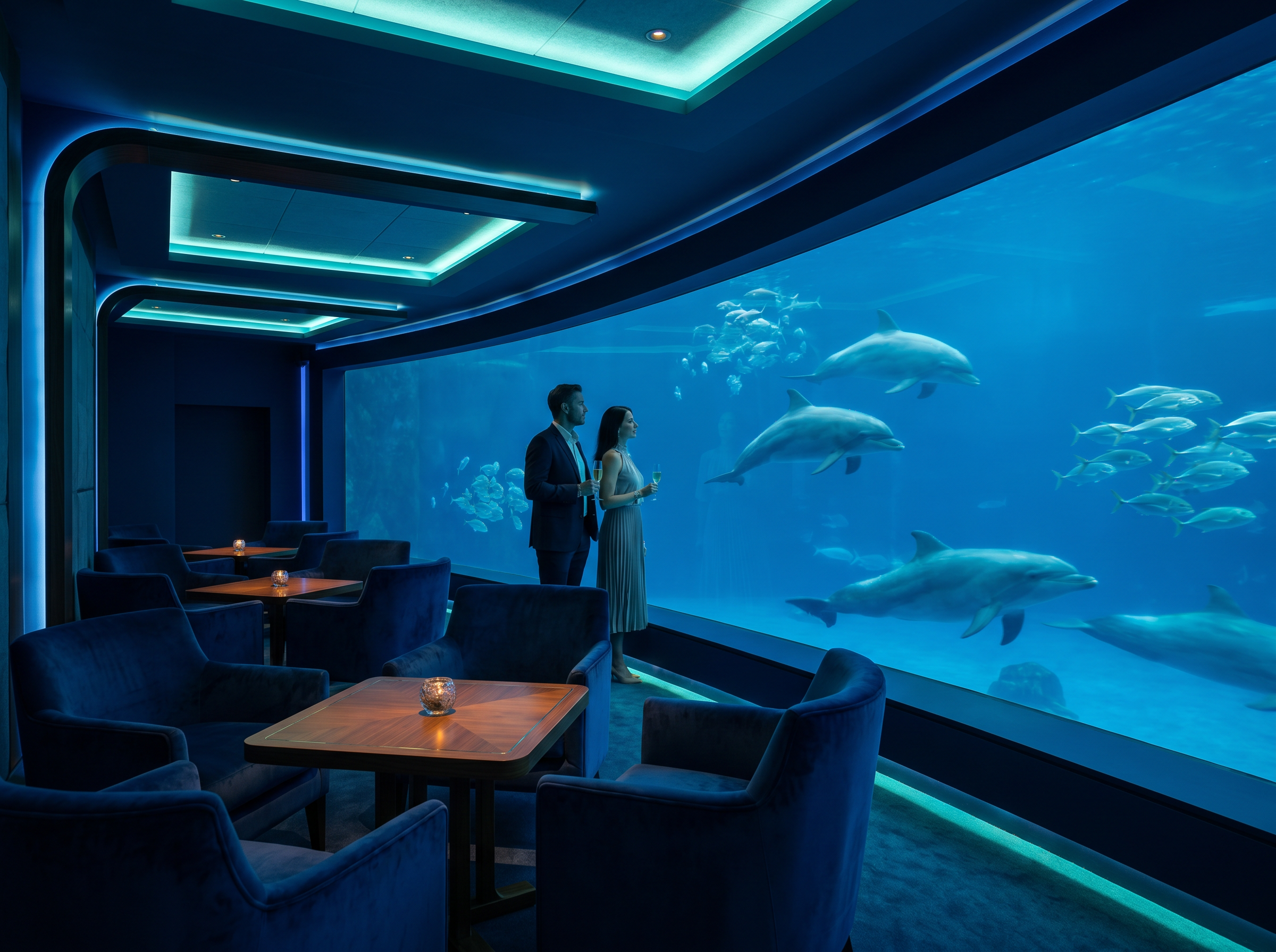 Private VIP viewing lounge at aquarium